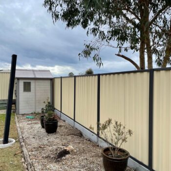 CONCRETE SLEEPER WALL + 1800MM HIGH COLORBOND FENCE, MORAYFIELD