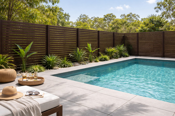 Slat Fencing for Pool Zones
