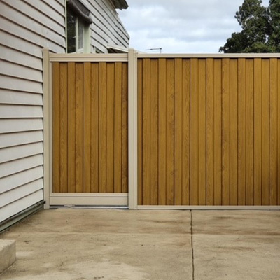 timber look fencing gate