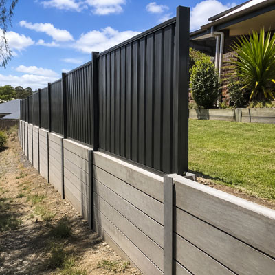 Can You Put a Colorbond Fence on Top of a Concrete Sleeper Retaining Wall - Difference in ground height