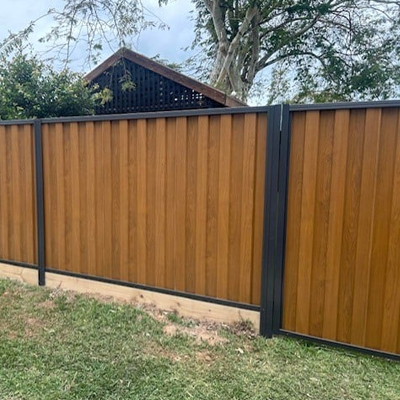 Timber-Look Fence vs Colorbond - Timber-look fence matching gate style